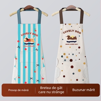 Șorț de bucătărie cu imprimeu cartoon, impermeabil și rezistent la grăsimi, cu mâneci, unisex, cu logo, Dalmatian print