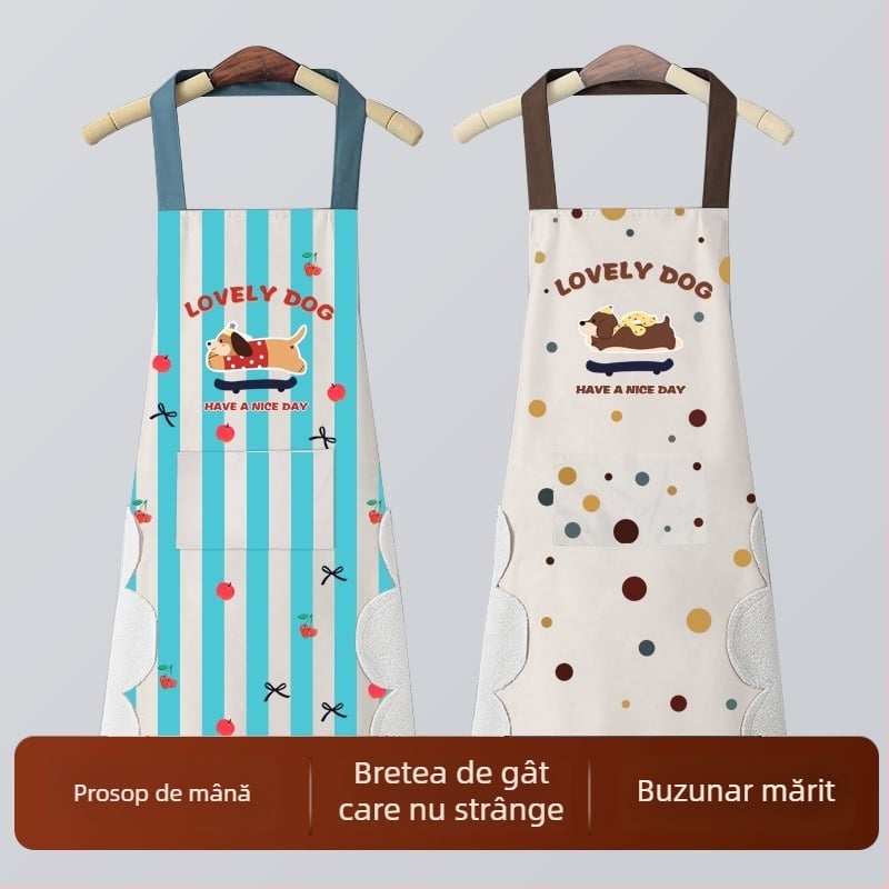 Șorț de bucătărie cu imprimeu cartoon, impermeabil și rezistent la grăsimi, cu mâneci, unisex, cu logo, Dalmatian print