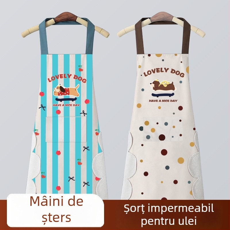 Șorț de bucătărie cu imprimeu cartoon, impermeabil și rezistent la grăsimi, cu mâneci, unisex, cu logo, Dalmatian print