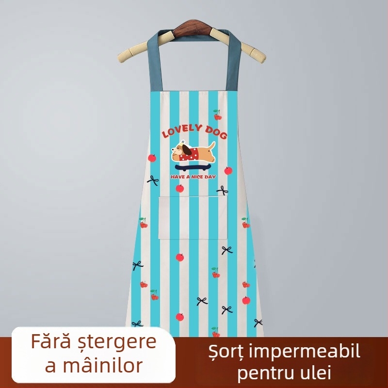 Șorț de bucătărie cu imprimeu cartoon, impermeabil și rezistent la grăsimi, cu mâneci, unisex, cu logo, Dalmatian print