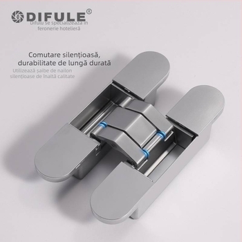 DIFULE Balama de ușă invizibilă reglabilă tridimensional – balama ascunsă, balama încrucișată pentru uși ascunse, ușă de lemn de dormitor, model DFL-L040