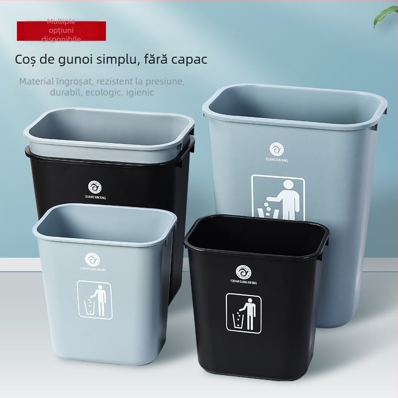 Coș de gunoi dreptunghiular, fără capac, întărit, pentru restaurant și bucătărie, capacitate mare, pentru sortarea deșeurilor.