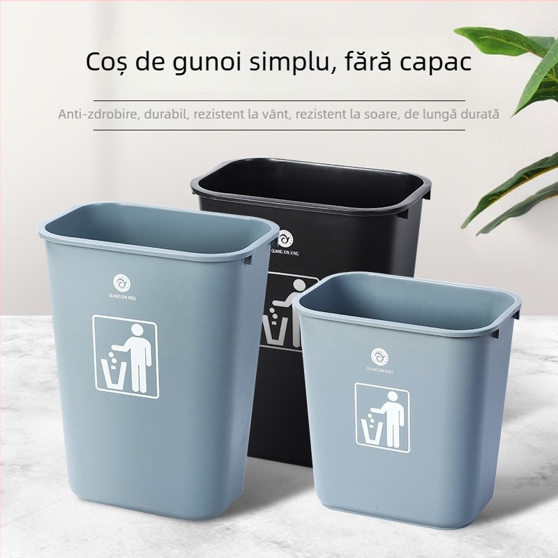 Coș de gunoi dreptunghiular, fără capac, întărit, pentru restaurant și bucătărie, capacitate mare, pentru sortarea deșeurilor.