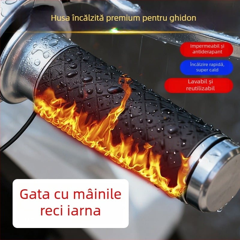 Capac încălzit pentru ghidonul motocicletei, impermeabil, antiderapant, rezistent la uzură, universal