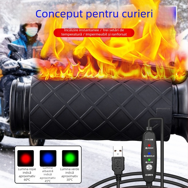 Capac încălzit pentru ghidonul motocicletei, impermeabil, antiderapant, rezistent la uzură, universal