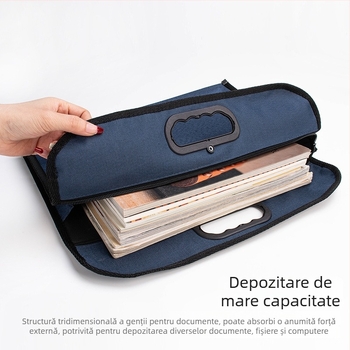 Geantă de documente Oxford cu fermoar, capacitate mare, format A4/B4, pentru întâlniri de afaceri