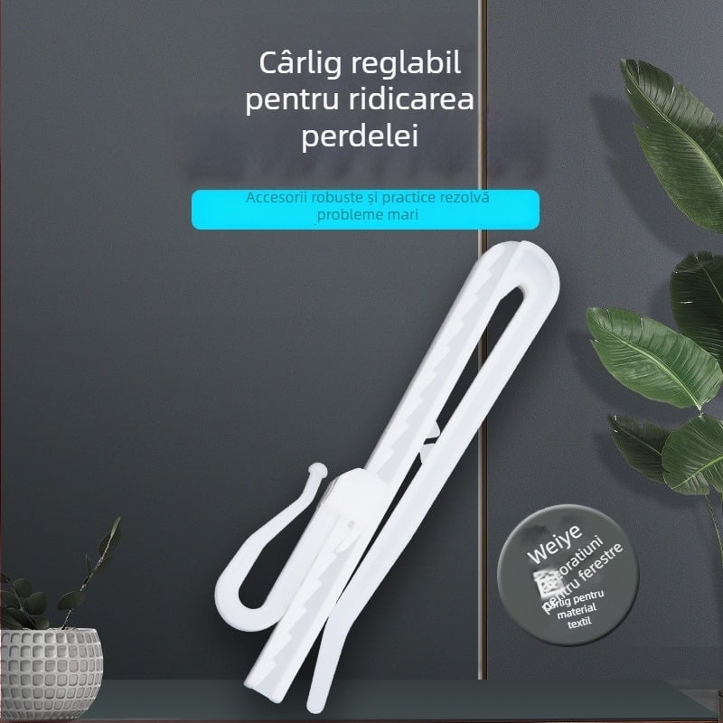Cârlig reglabil pentru perdea cu curea din țesătură, cârlig din plastic pentru perdea, dimensiuni 7 cm / 8.5 cm