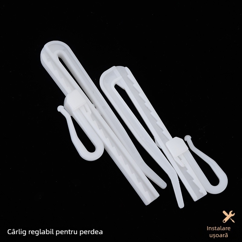 Cârlig reglabil pentru perdea cu curea din țesătură, cârlig din plastic pentru perdea, dimensiuni 7 cm / 8.5 cm
