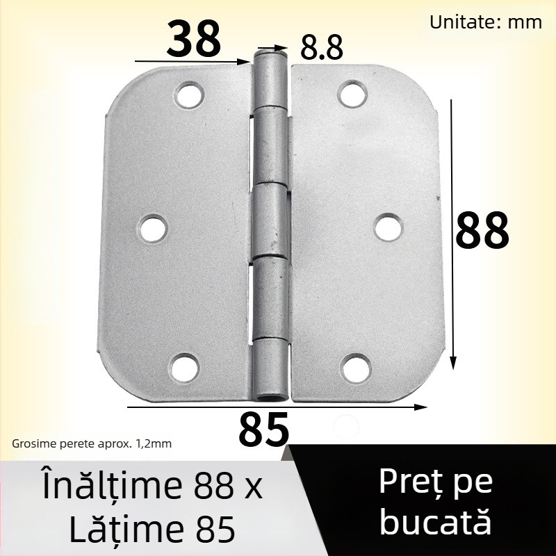 Balama fluture din fier, finisaj zincat în culoare zinc, balama obișnuită pentru ușa de dulap, deschidere plată