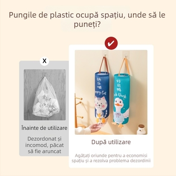 Organizator pe perete pentru pungi din plastic, pentru bucătărie și sacoșe de cumpărături