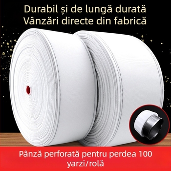 Bandă de perdea din bumbac cu țesătură perforată, accesorii din bandă albă, bandă cu inel roman și căptușeală țesută, densificată și groasă