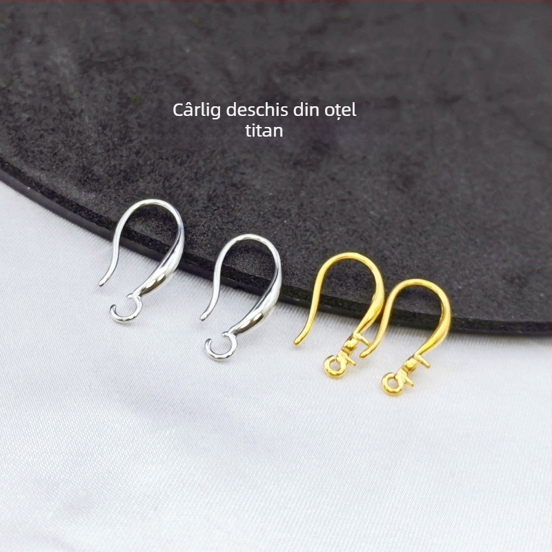 Oțel titan DIY accesorii pentru cercei cu perle, cârlig deschis pentru urechi, oțel inoxidabil, textură