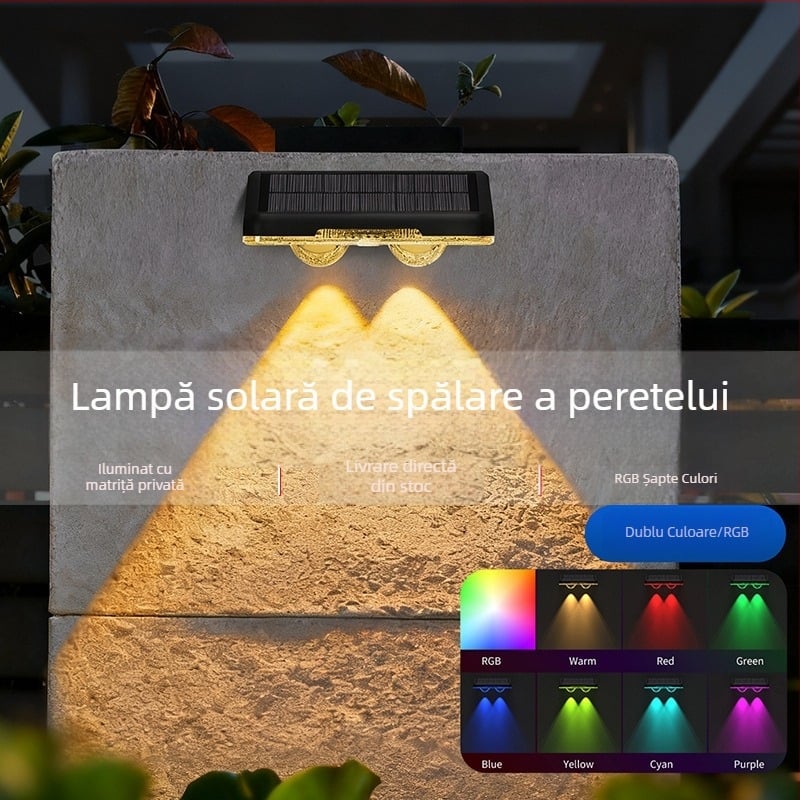 Lampa de perete solară pentru exterior, IP65 impermeabilă, pentru grădină, terasă sau balcon, iluminare decorativă de perete.