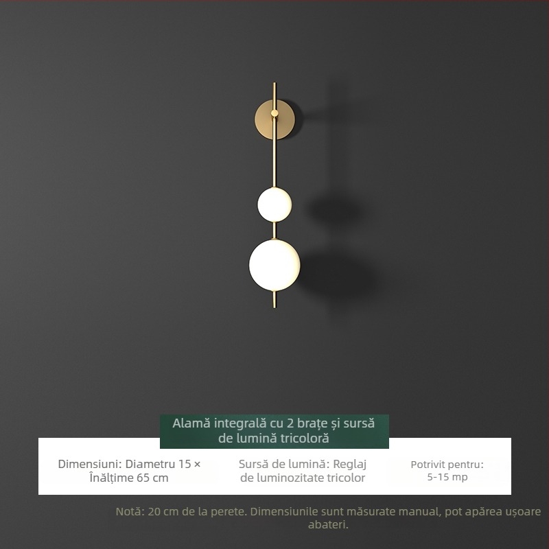 Lampa de perete din cupru pentru dormitor, stil modern nordic, lux discret pentru living, perete de fundal, scări și hol