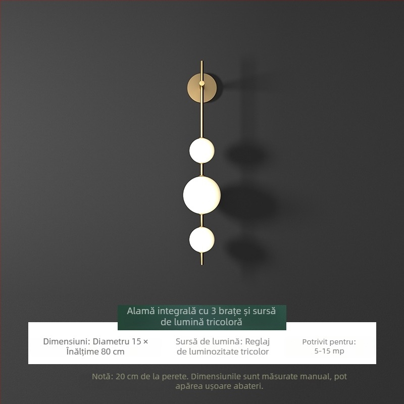 Lampa de perete din cupru pentru dormitor, stil modern nordic, lux discret pentru living, perete de fundal, scări și hol
