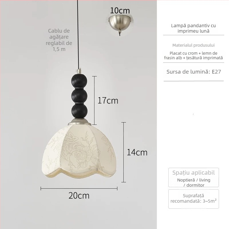 Lampa franțuzească retro cu floare din țesătură — plafonieră și lampă de perete pentru dormitor și sufragerie