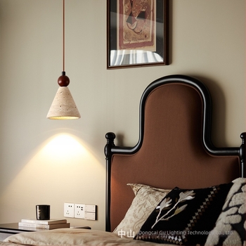 Stil japonez, travertin galben, lampă pendul vintage wabi-sabi pentru dormitor, sufragerie și hol
