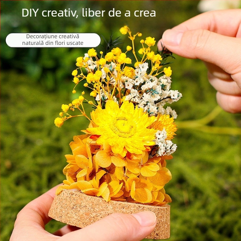 Set DIY pentru decor cu cupolă de sticlă și flori veșnice — flori uscate, cadou de Ziua Mamei