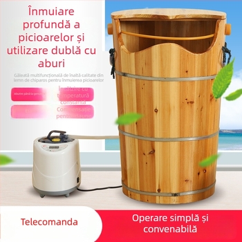 Cadă de picioare cu aburi din lemn, pentru uz casnic, temperatură reglabilă, adâncă până la genunchi