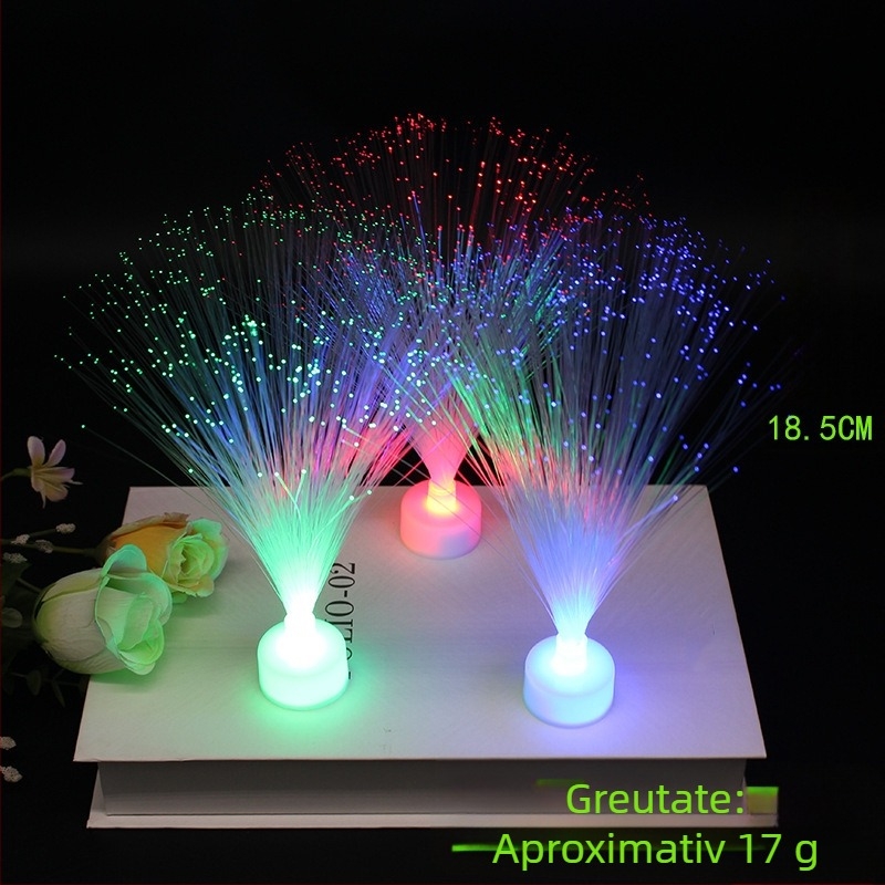 Lumină cu fibră optică înstelată pentru decor de bar, LED colorat în formă de floare și lumânare-jucărie
