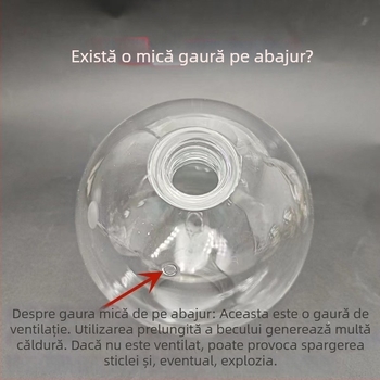Abajur din sticlă G9, cu două straturi, sferic, alb lăptos, pentru lustra de sufragerie, diametru 12–15 cm