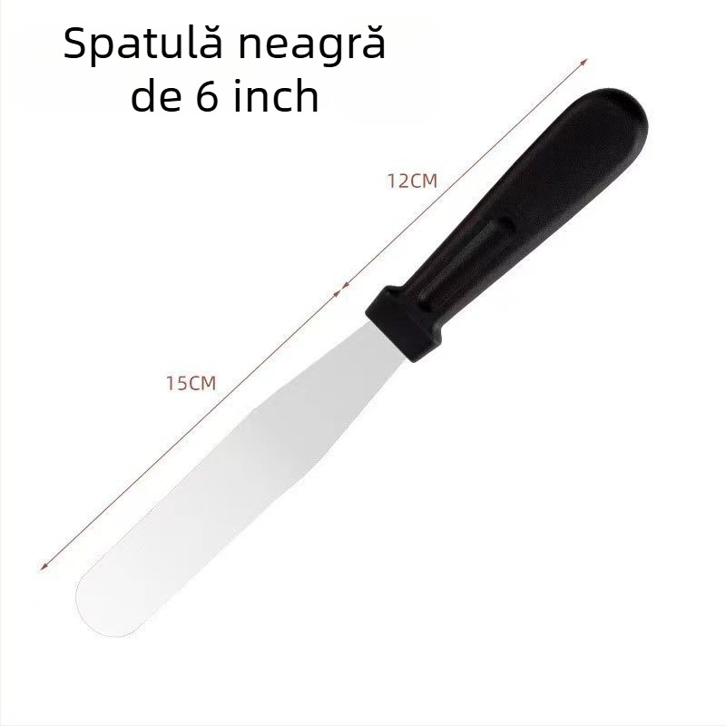 Spatulă din oțel inoxidabil, cu capete drepte și curbate, pentru netezire tort și demoldare, spatulă pentru cremă și ustensile de cofetărie