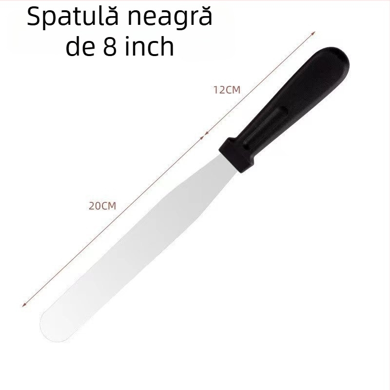 Spatulă din oțel inoxidabil, cu capete drepte și curbate, pentru netezire tort și demoldare, spatulă pentru cremă și ustensile de cofetărie