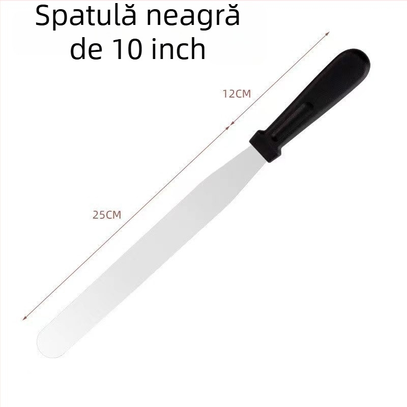 Spatulă din oțel inoxidabil, cu capete drepte și curbate, pentru netezire tort și demoldare, spatulă pentru cremă și ustensile de cofetărie