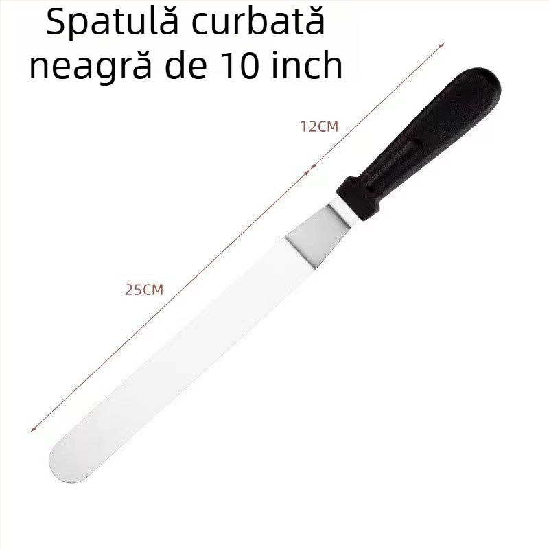 Spatulă din oțel inoxidabil, cu capete drepte și curbate, pentru netezire tort și demoldare, spatulă pentru cremă și ustensile de cofetărie