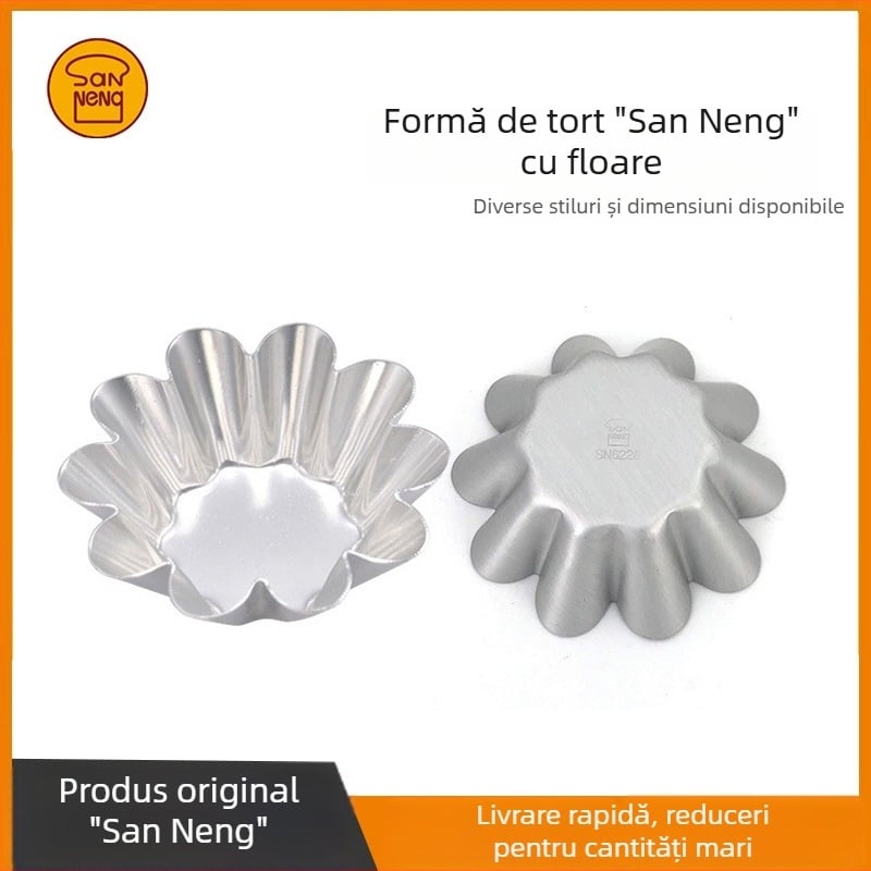 SN6226 Formă antiaderentă pentru tarte cu motive florale – floarea soarelui și crizantemă, aliaj de aluminiu, pentru coacere
