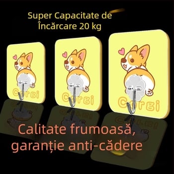Cuier lipicios drăguț pentru cămin — montaj pe perete, multifuncțional, fără urme, plastic pentru bucătărie