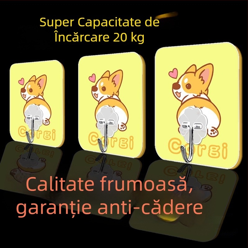Cuier lipicios drăguț pentru cămin — montaj pe perete, multifuncțional, fără urme, plastic pentru bucătărie
