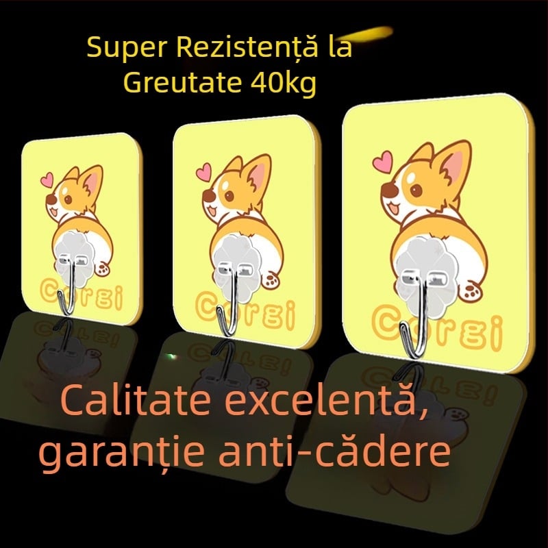 Cuier lipicios drăguț pentru cămin — montaj pe perete, multifuncțional, fără urme, plastic pentru bucătărie