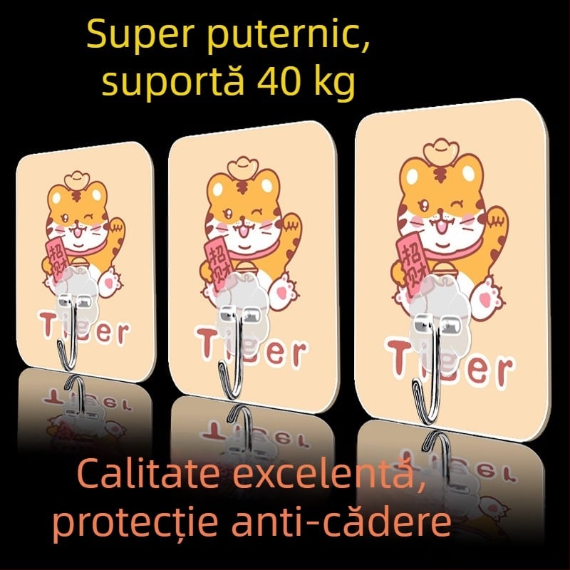 Cuier lipicios drăguț pentru cămin — montaj pe perete, multifuncțional, fără urme, plastic pentru bucătărie
