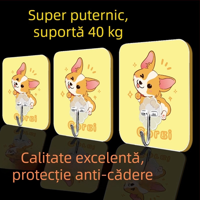 Cuier lipicios drăguț pentru cămin — montaj pe perete, multifuncțional, fără urme, plastic pentru bucătărie