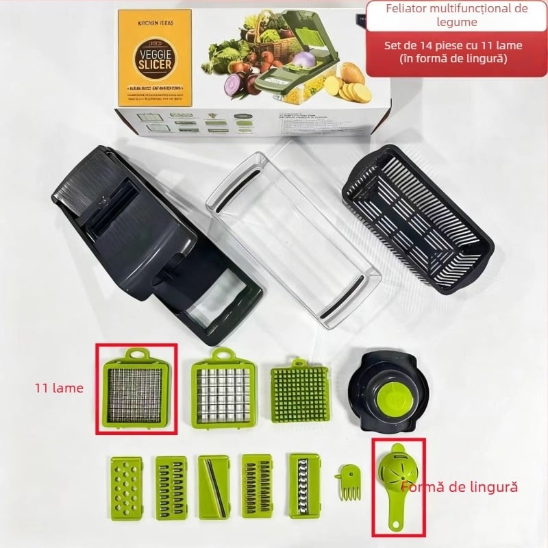 Tocator multifuncțional pentru legume, uz casnic — decojitor de cartofi, răzuitor, tăietor în cuburi și felii