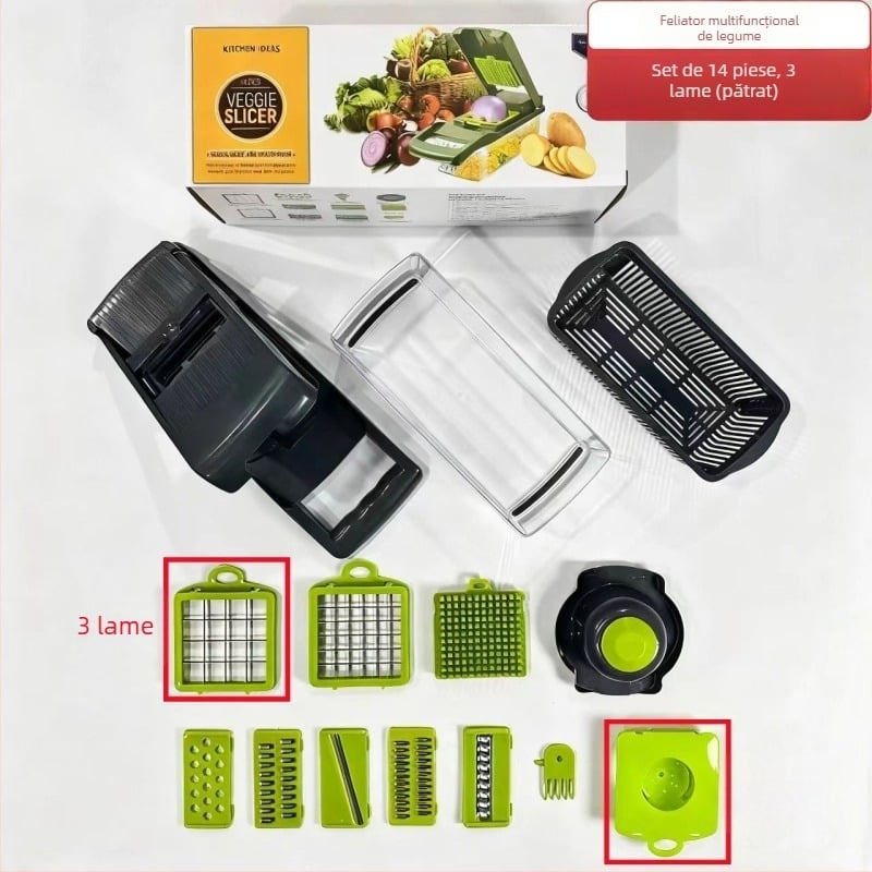 Tocator multifuncțional pentru legume, uz casnic — decojitor de cartofi, răzuitor, tăietor în cuburi și felii