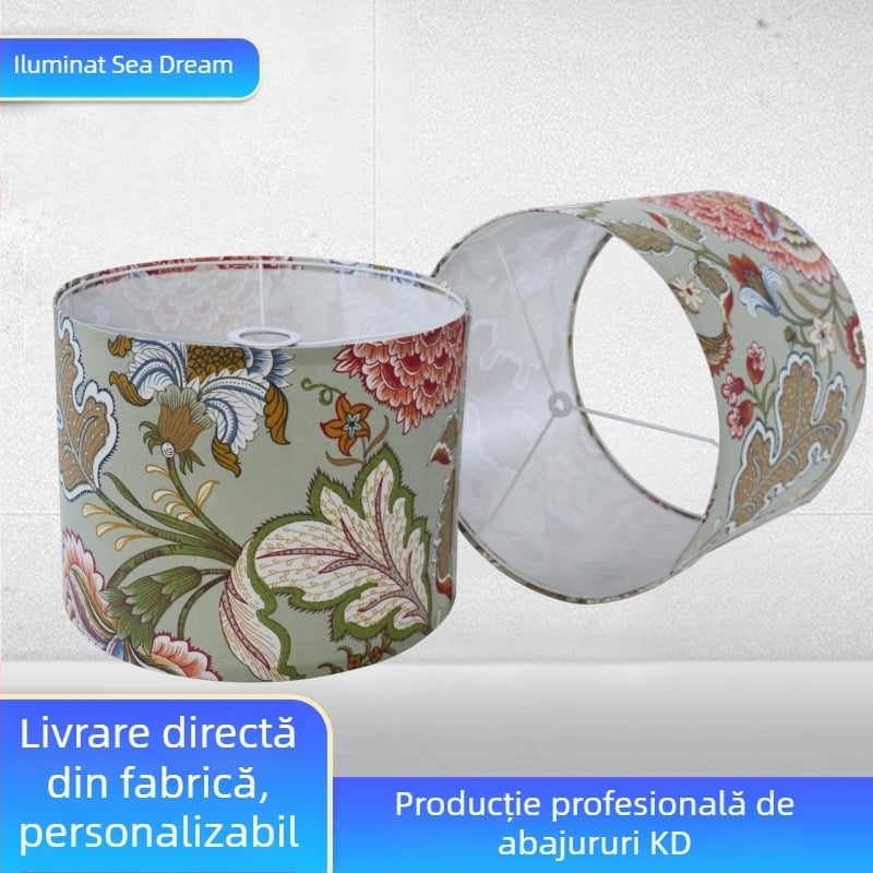 Abajur din pânză cu motiv de pădure tropicală pentru lampă de podea sau de masă, imprimat, cu capac detașabil