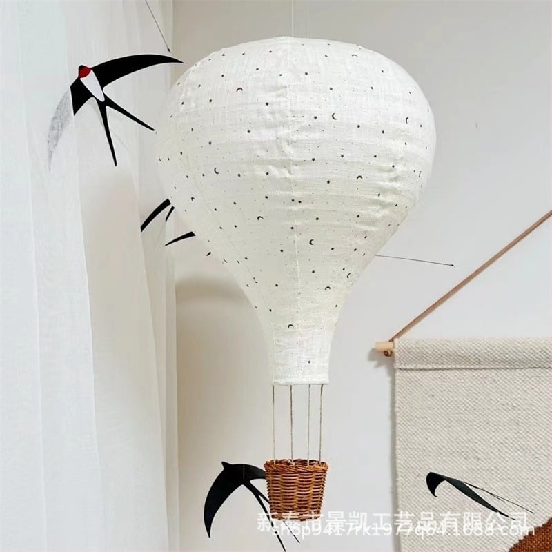 Stil nordic pentru camera copiilor, balon de aer cald din material textil, decor suspendat, abajur în formă de balon