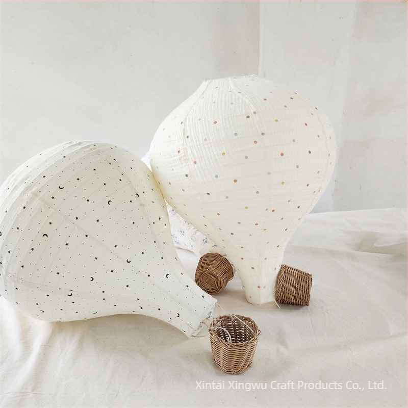Stil nordic pentru camera copiilor, balon de aer cald din material textil, decor suspendat, abajur în formă de balon