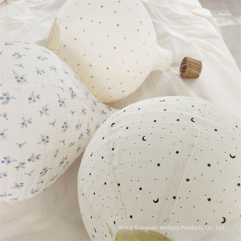 Stil nordic pentru camera copiilor, balon de aer cald din material textil, decor suspendat, abajur în formă de balon
