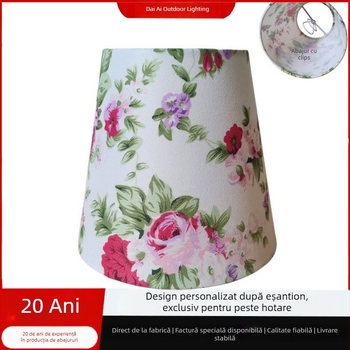 Abajur textil floral, cu clips, pentru veioza de perete, 9×14×13 cm