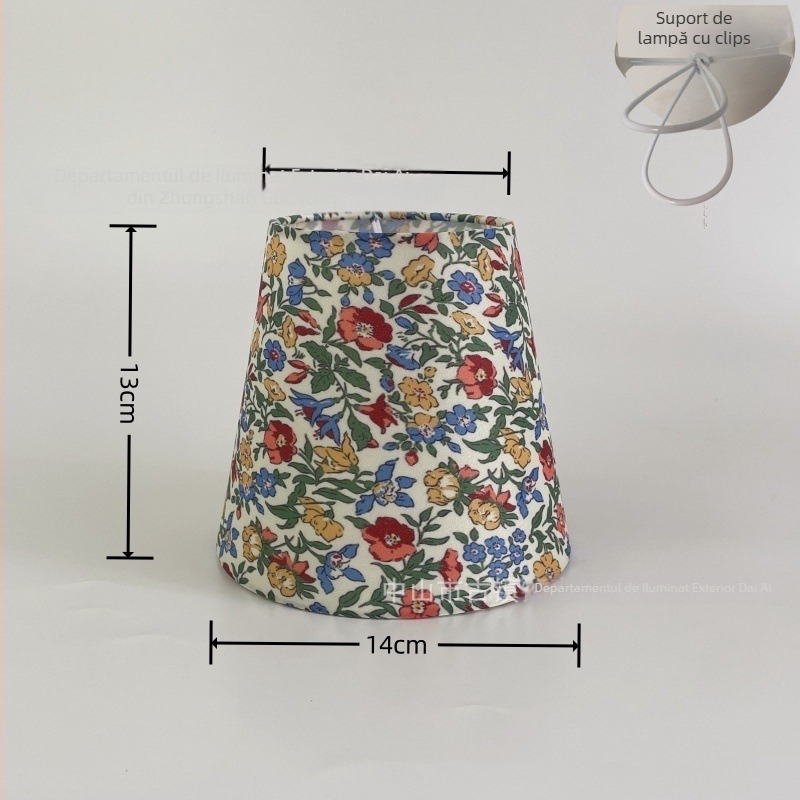 Abajur textil floral, cu clips, pentru veioza de perete, 9×14×13 cm