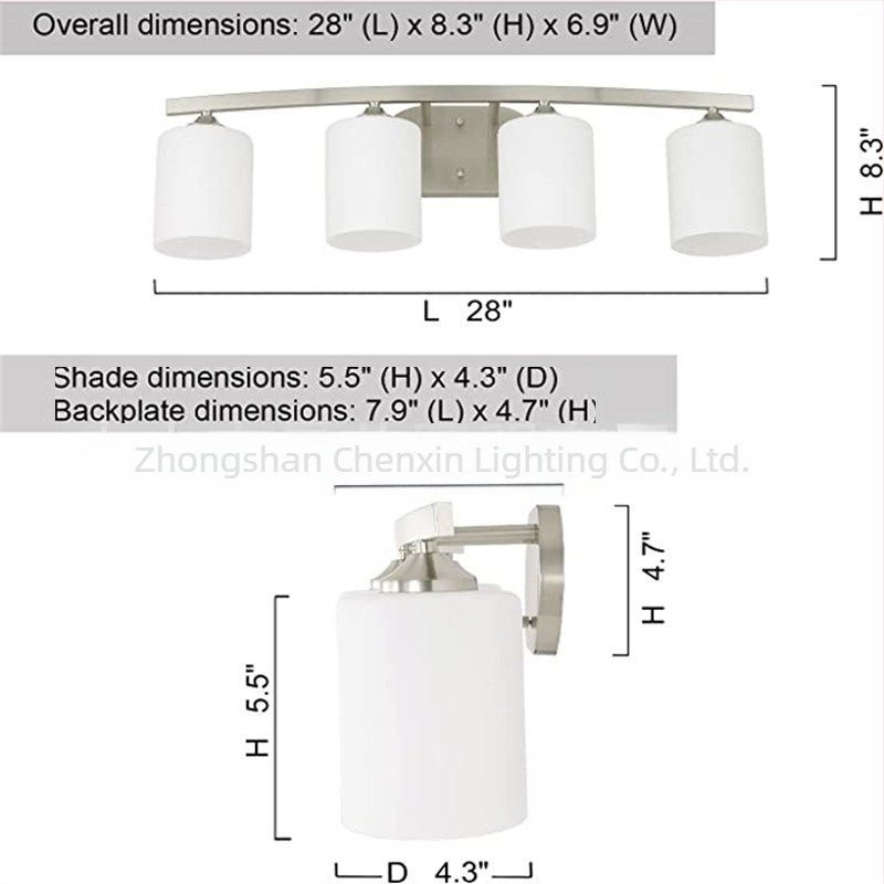 Lampa de perete stil american retro industrial cu abajur din sticlă pentru dormitor, baie și hol
