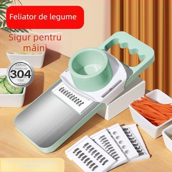 Tăietor de legume multifuncțional cu panou din oțel inoxidabil, gadget de bucătărie cu lame înlocuibile și răzuitor