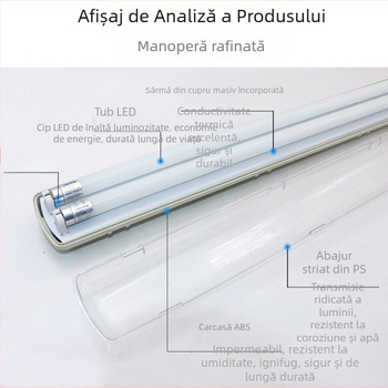 Lampa LED T8 tri-protecție cu capac anti-insecte, suport de 1,2 m pentru lumină de zi, pentru tuburi simple sau duble