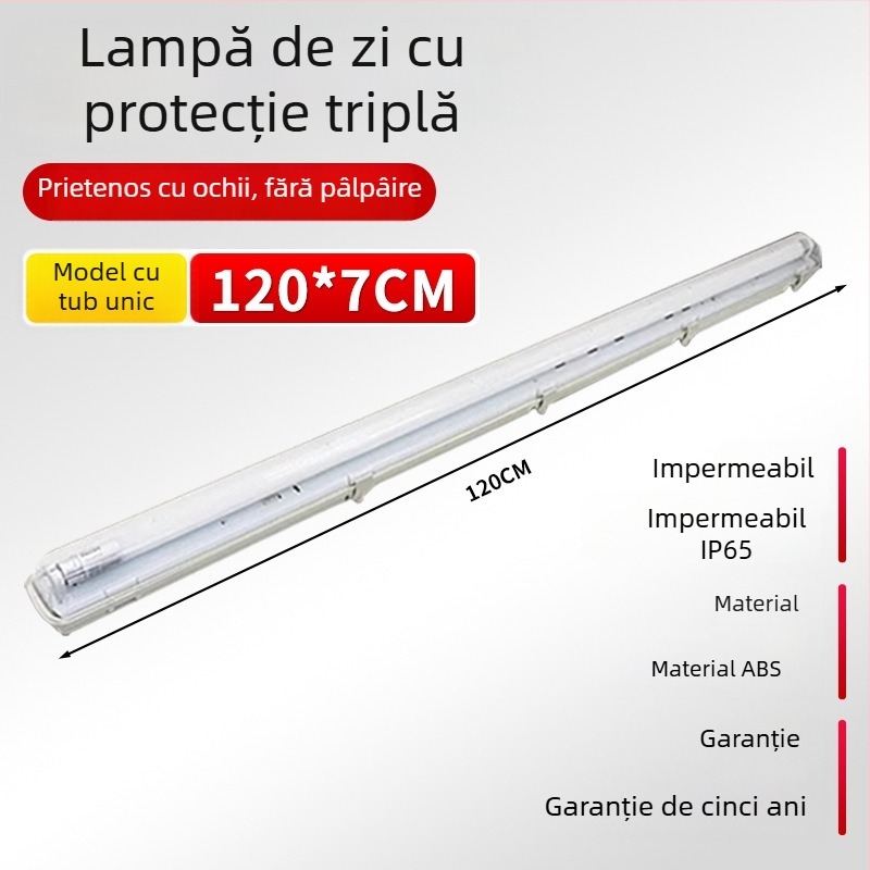 Lampa LED T8 tri-protecție cu capac anti-insecte, suport de 1,2 m pentru lumină de zi, pentru tuburi simple sau duble