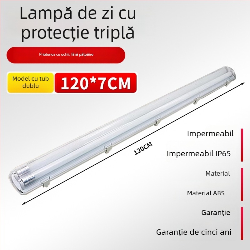 Lampa LED T8 tri-protecție cu capac anti-insecte, suport de 1,2 m pentru lumină de zi, pentru tuburi simple sau duble