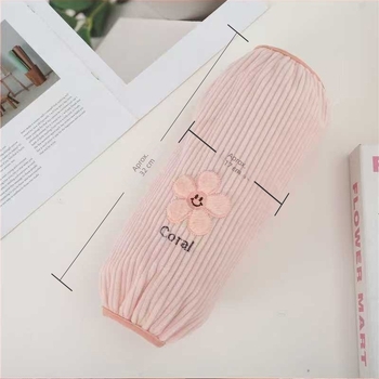 Manșete pentru mâneci din corduroy, unisex, cu broderie florală cu zâmbet, pentru toamnă‑iarna, protecție anti-murdărire pentru uz casnic