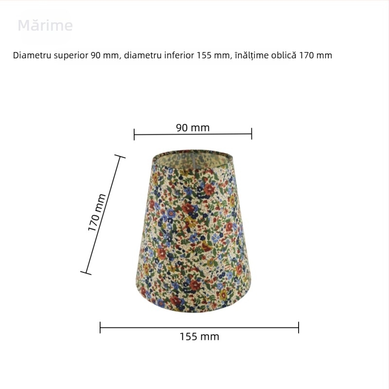Abajur textil imprimat, plat, rotund, stil retro pentru lampă de masă – înlocuire universală